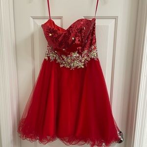 PROM style dress, mini, strapless